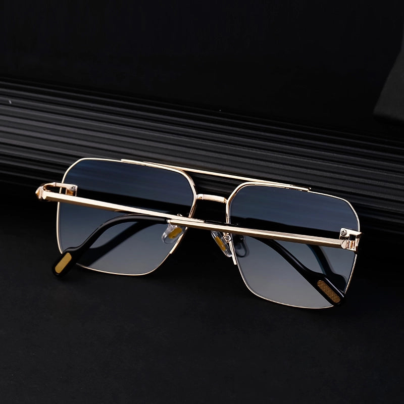 Retro Minimalist Commute Gradient Color Pc Square Full Frame Men’s Sunglasses