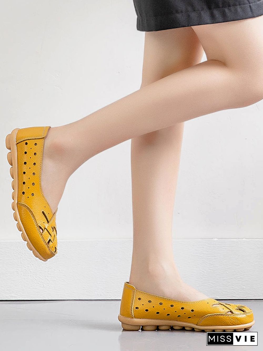 Hollow Leather Soft Sole Shoes