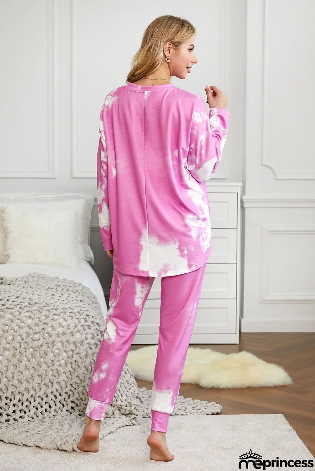 Rosy Tie-dye Short Sleeve Pant Loungewear Set