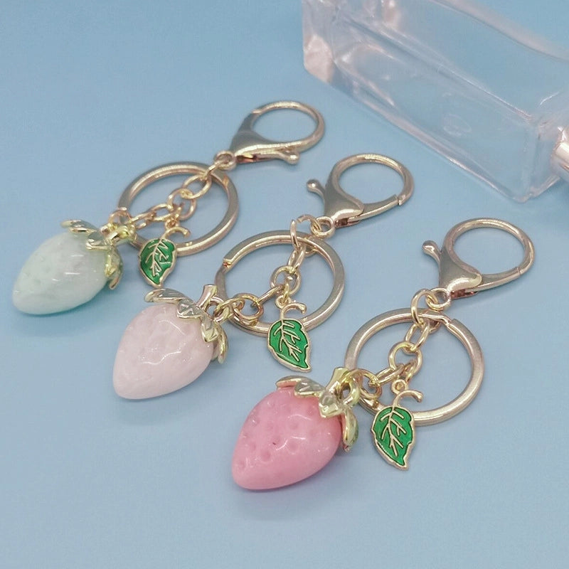 Pastoral Strawberry Alloy Resin Keychain