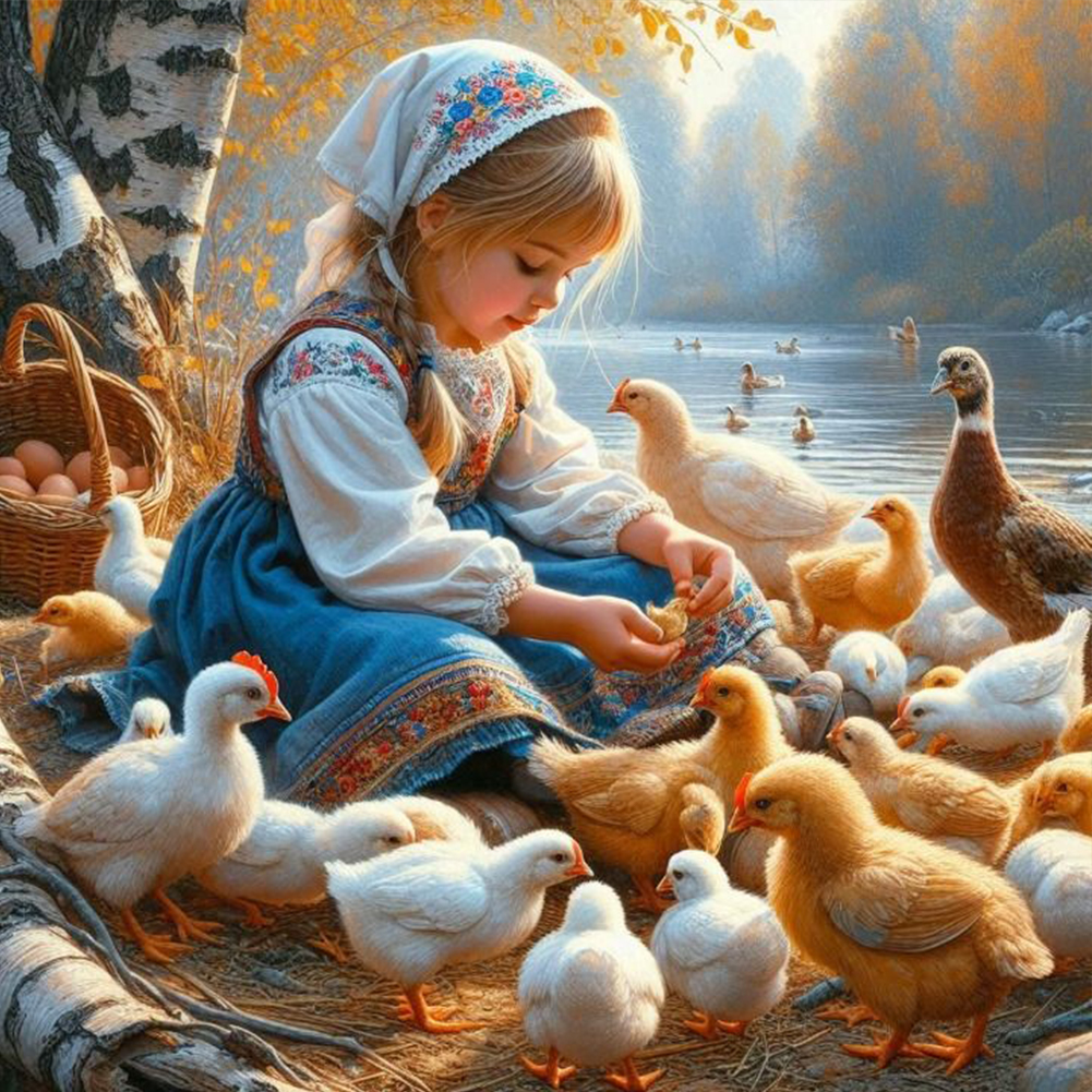 Cute Girl 40*40cm(canvas) full round drill diamond painting
