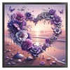 >SALE<Full Embroidery Eco-cotton Thread 11CT Printed Beach Heart Cross Stitch 50x50cm