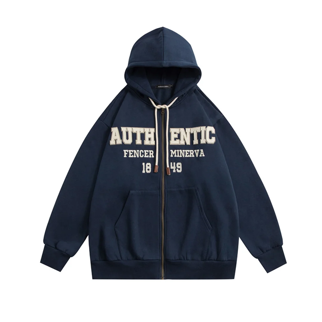 Solid color lettered embroidered hoodie