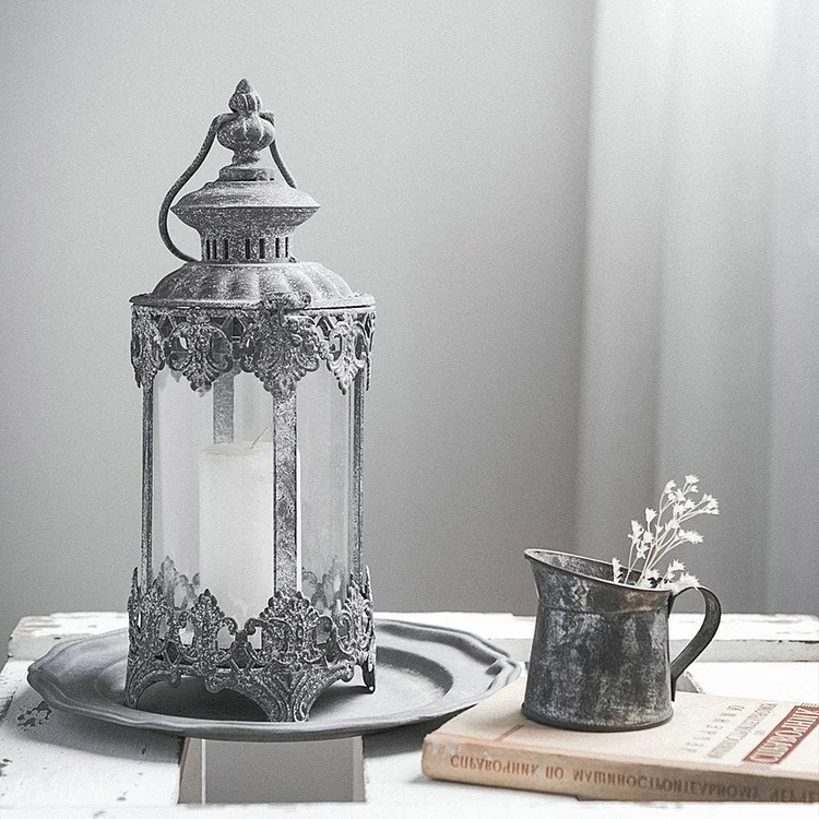 Frozen Ornate Pattern Vintage Antique Style Outdoor Candle Lantern - Appledas