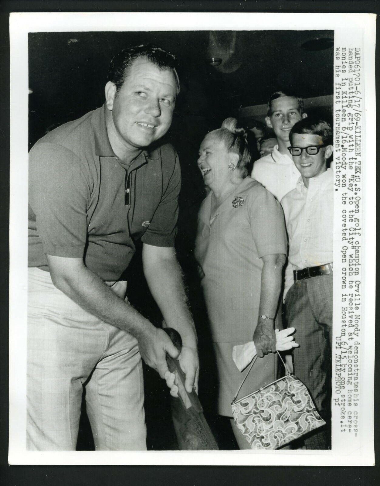 Orville Moody key to city Killeen Texas 1969 U.S. Open Cypress Creek Press Photo Poster painting