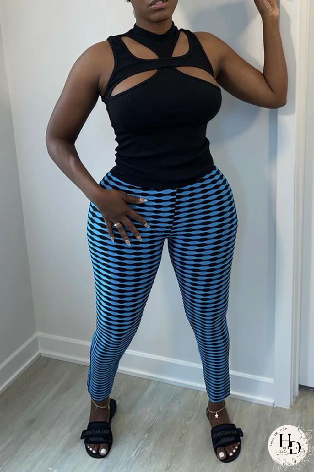 Yellow Sexy Plaid Split Joint Skinny High Waist Pencil Full Print Bottoms