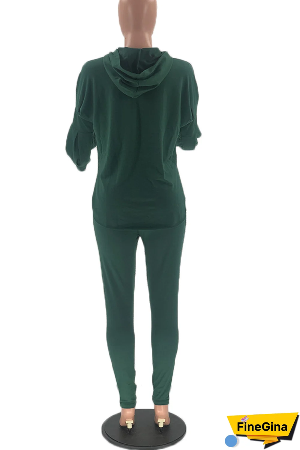 Pink Street Solid Patchwork Hooded Collar Long Sleeve Two Pieces