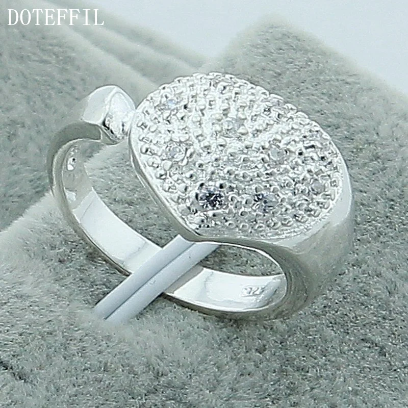 DOTEFFIL 925 Sterling Silver Open Heart Ring For Women Jewelry