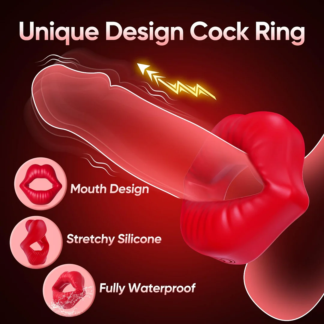 Unique Red Lip Silicone Penis Ring Enjoys Pleasure