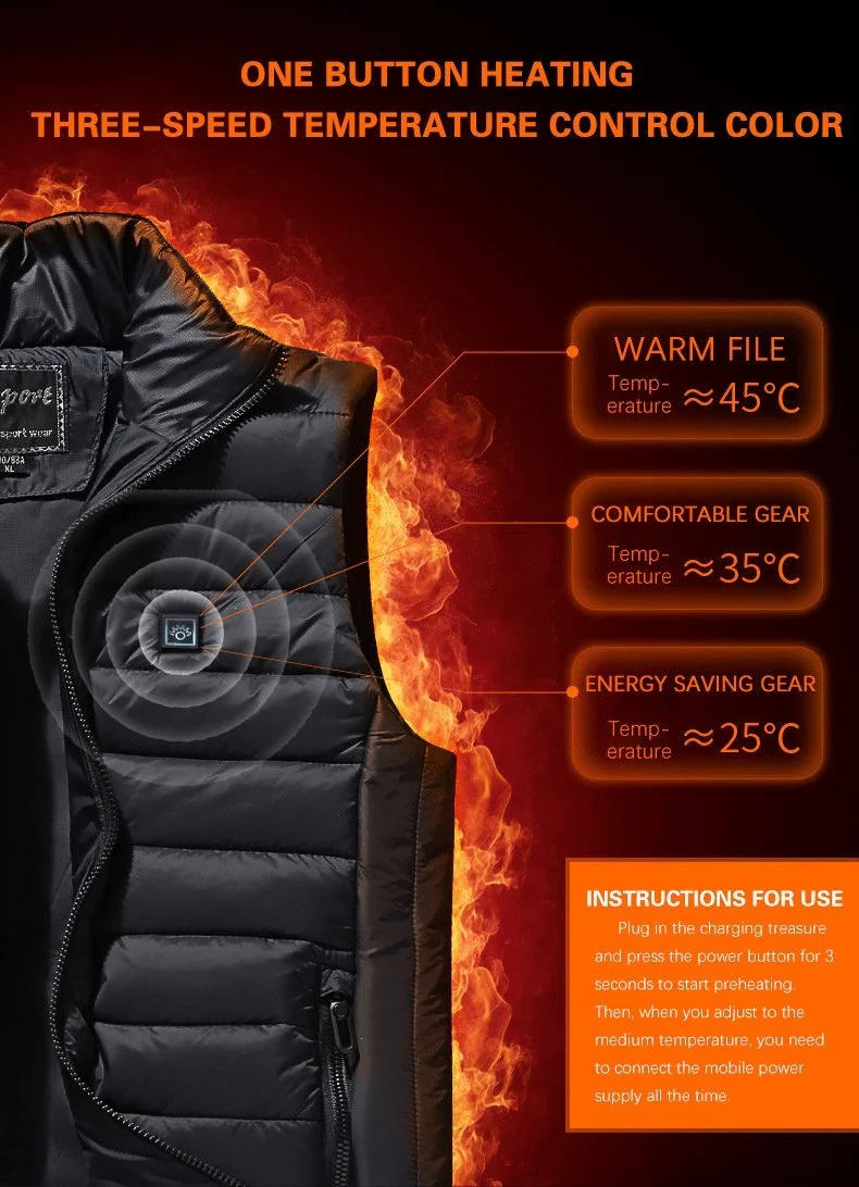 2022 Updated Version Two-touch LED Controller Heated Vest and Jacket For Men & Women