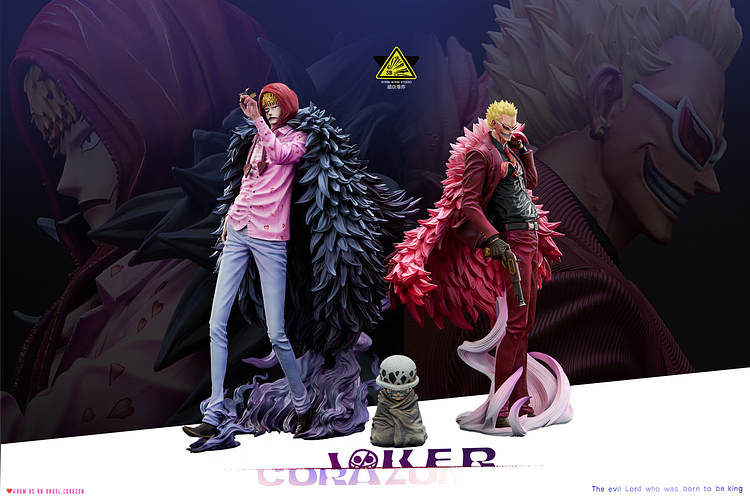 Super Bomb Studio - One Piece Donquixote Doflamingo & Donquixote Rosinante & Childhood Trafalgar D. Water Law Statue(GK)-