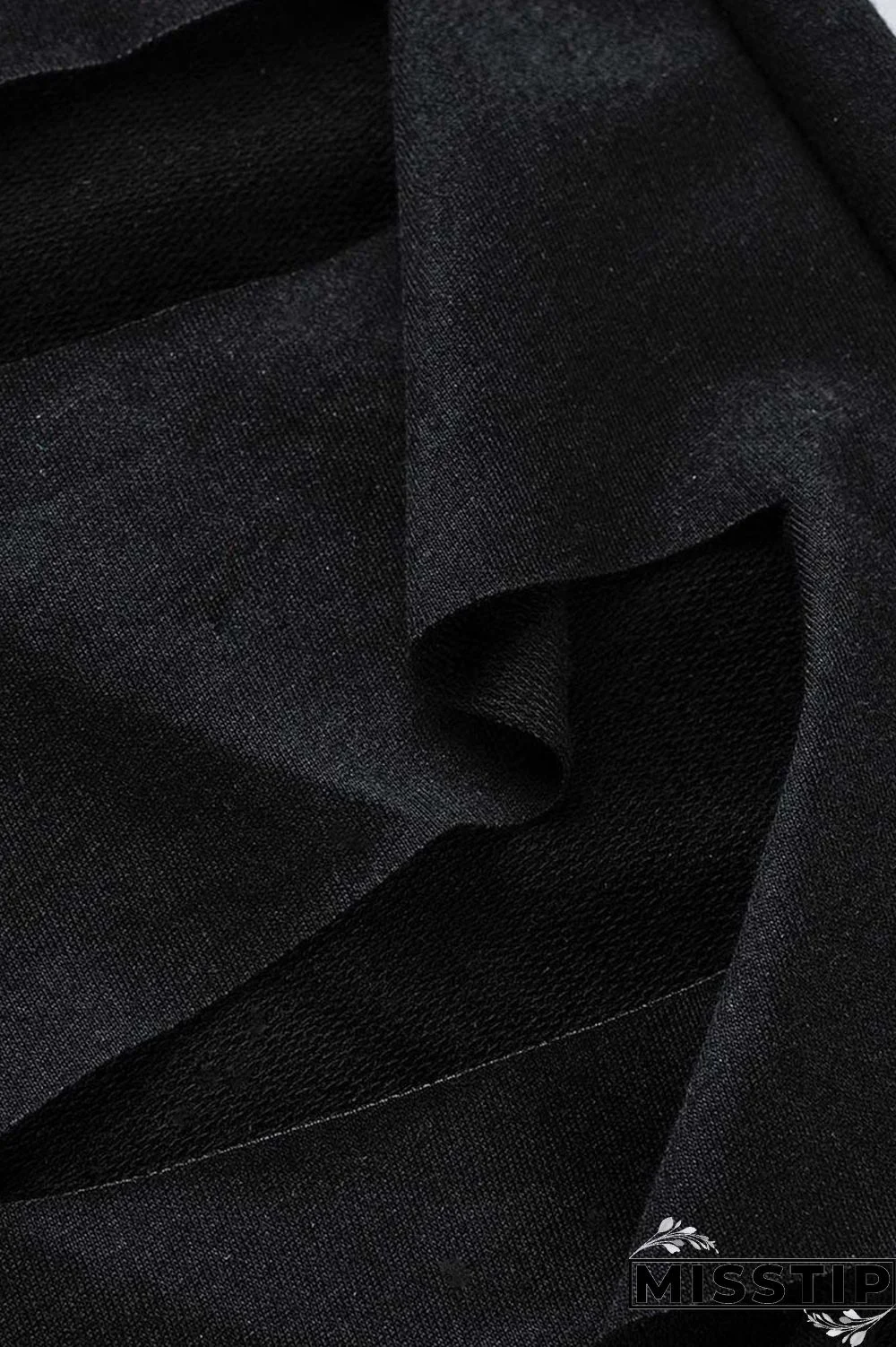 Black Casual Street Solid Hollowed Out Patchwork O Neck Long Sleeve Two Pieces