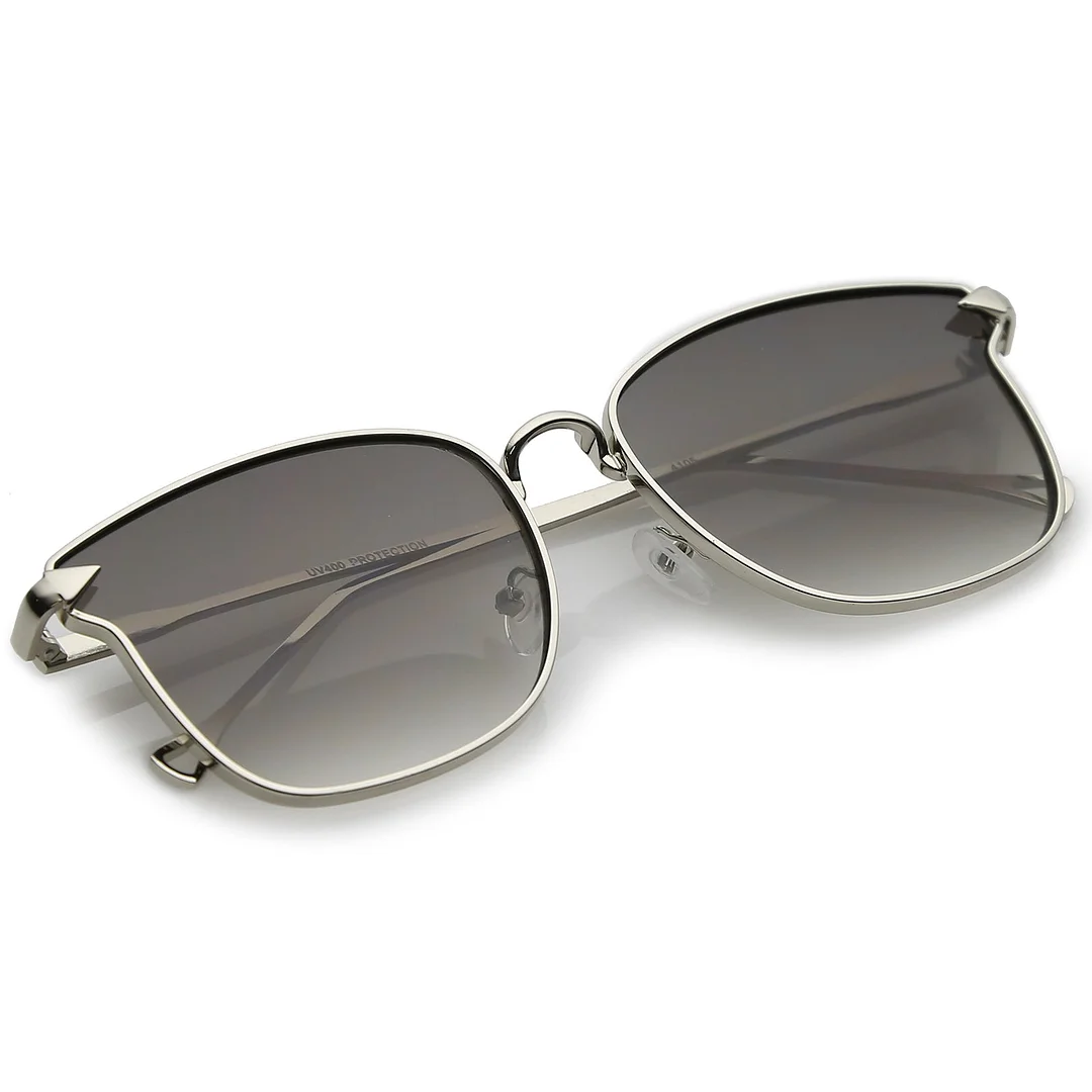 Modern Metal Square glasses With Flat Lenses And Slim Hook Arms 55mm