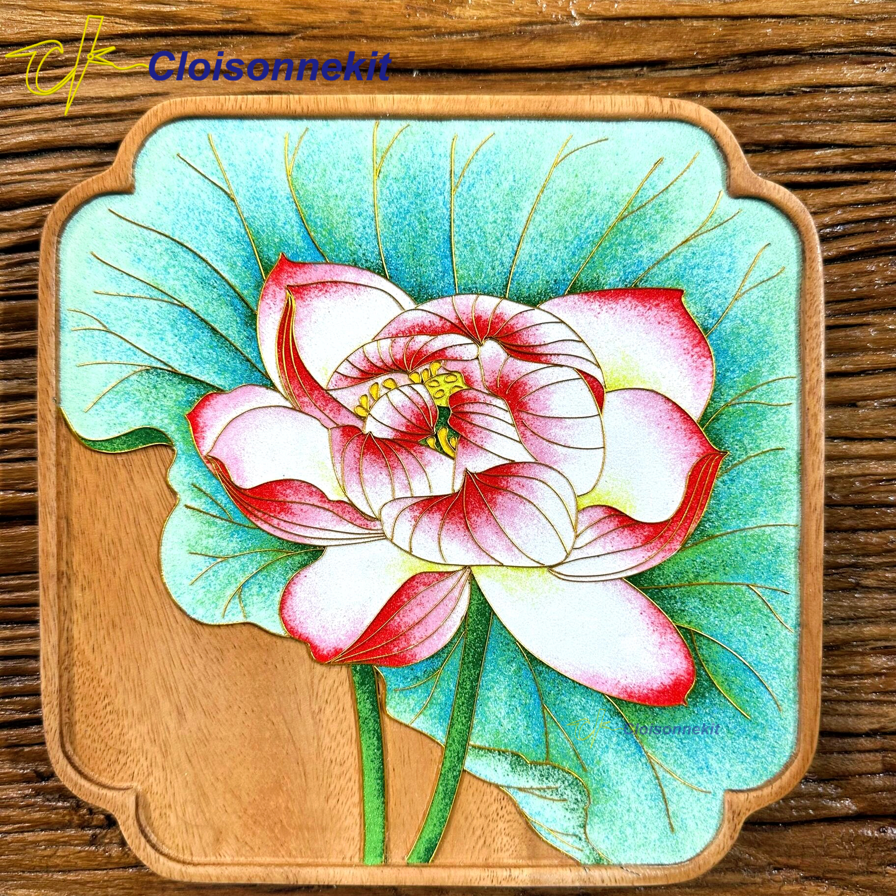Lotus in Summer Cloisonne Tray - Cloisonne Painting Art Kit - Cloisonnekit