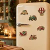 6PCS Vehicles DIY Pearl Diamond Painting Christmas Fridge Magnets, Sparkling Rhinestone Refrigerator Magnet Craft Kit for Home Decor & Gifts