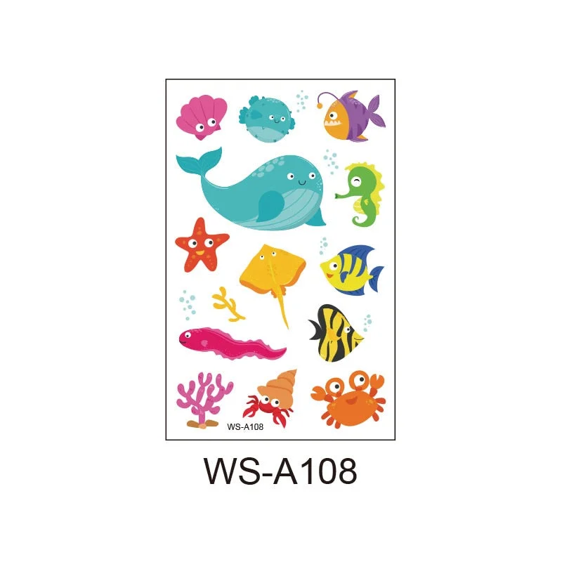 New Waterproof Reward Children Tattoo Sticker Tropical Fish Fantasy Octopus Little Dolphin Fun Ocean Tattoo Sticker