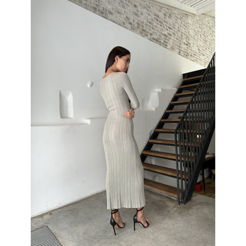 Ootddress Long Sleeve Slim Knit Maxi Dress For Women High Waist Casual Fashion Elegant Party Dress Skinny Summer Female Dress 2025