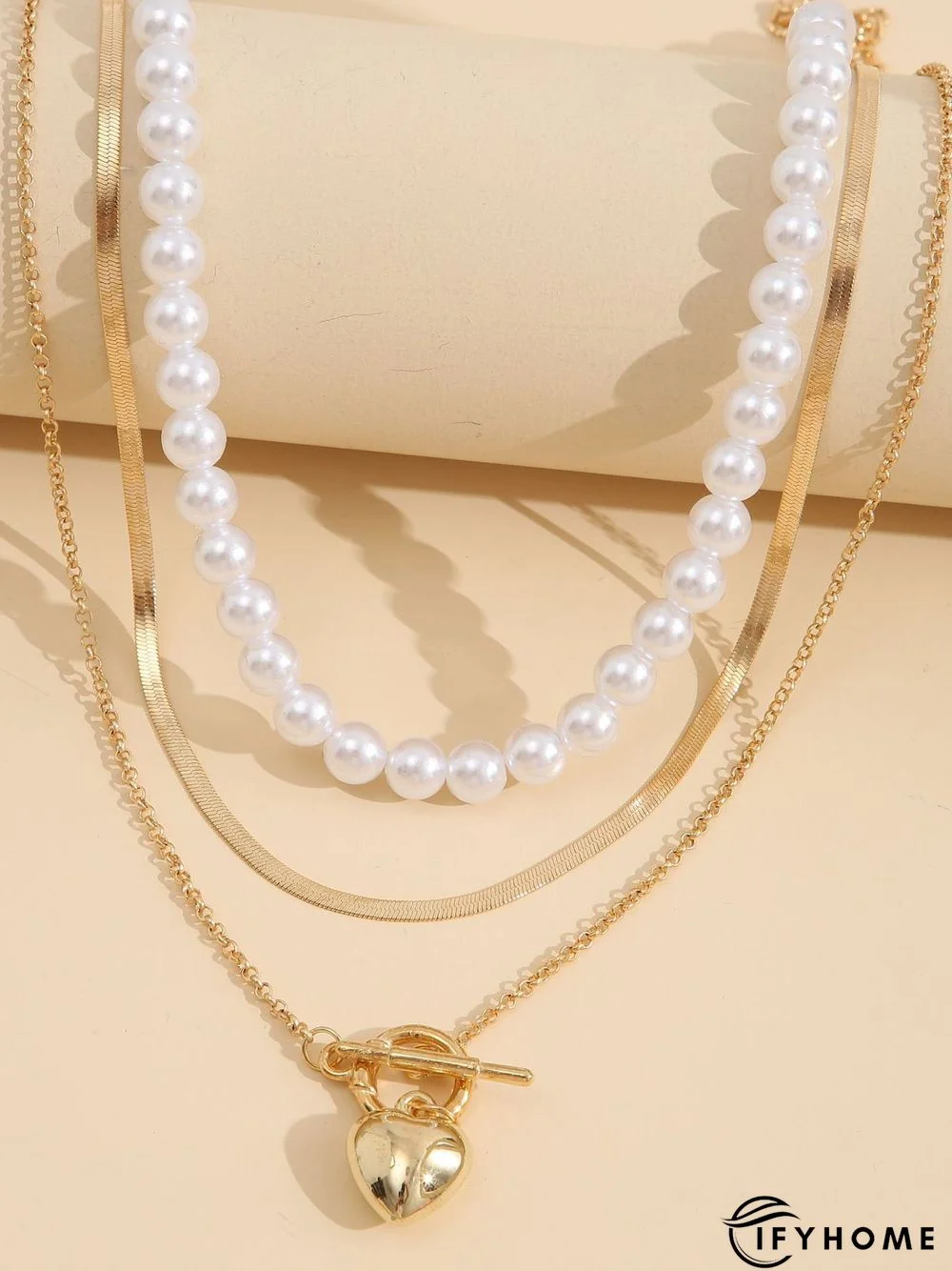 Boho Pearl Heart Layer Necklace Party Jewelry | IFYHOME