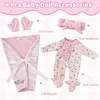 12" Pink Swaddle Blanket 4 Pcs Reborn Baby Doll Accessories Set - RBBI-Myrebornbabydoll&reg; Myrebornbabydoll&reg;