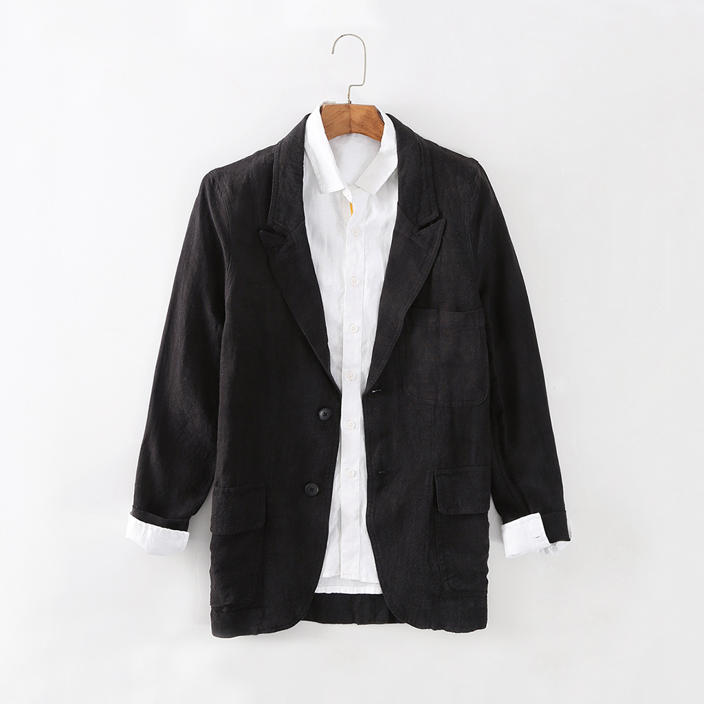 Linen Blazer Men 100% Linen Single Breasted Jacket Lightweight Casual REAL SILK LIFE