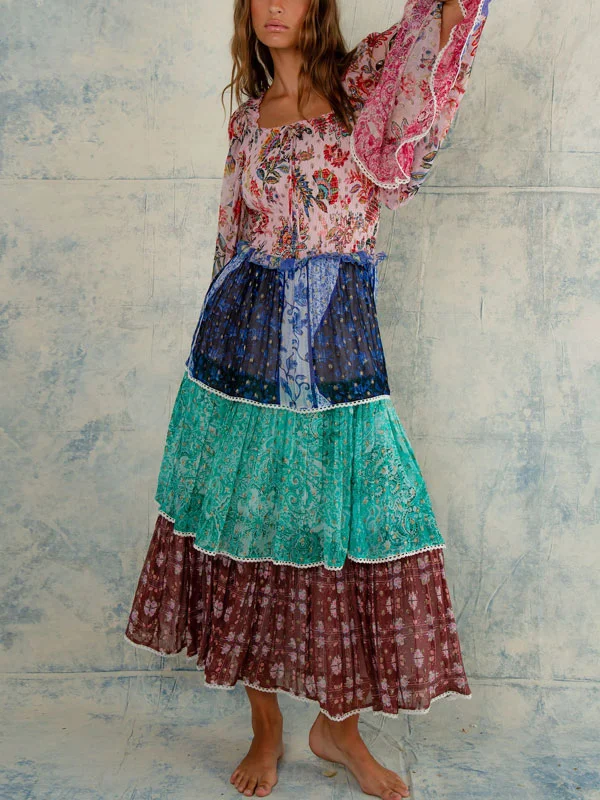 Luxurious Layered Temperament Printed Women's Dress