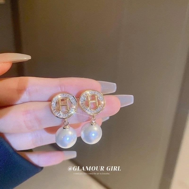 1 Pair Minimalist Butterfly Inlay Copper Zircon Drop Earrings