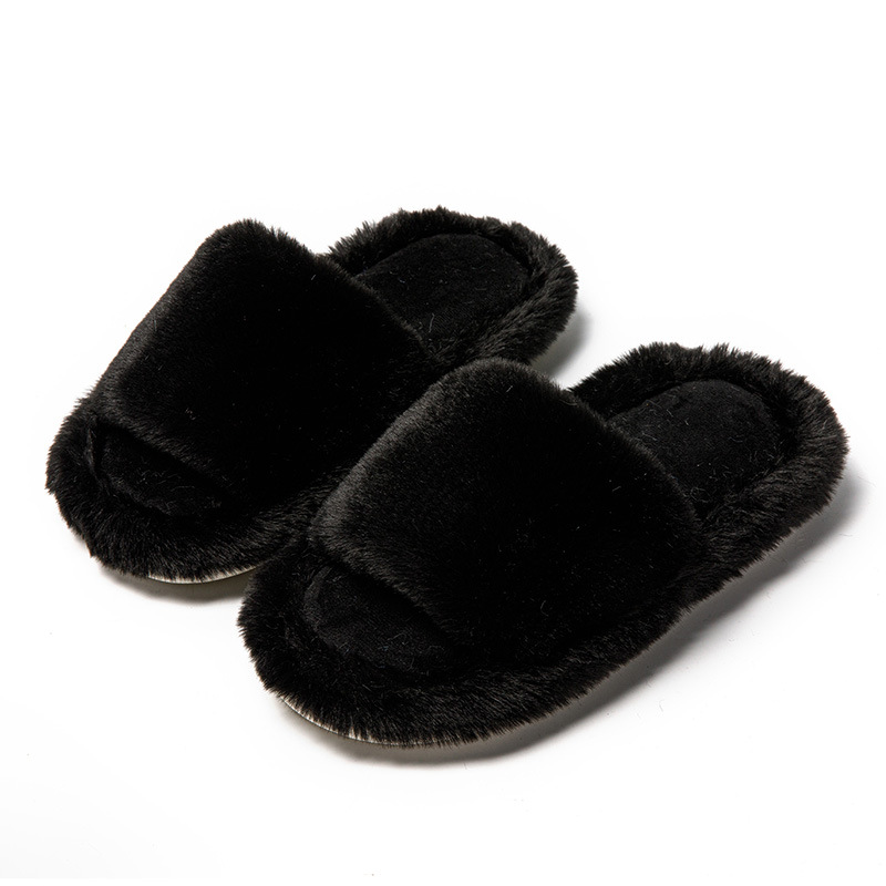 Toneke popular women's shoes Women's Winter Plush Slippers Room Fashion Trend Inside Outside Home Flat Bottom Solid Color Plush Casual Cotton Shoes Female