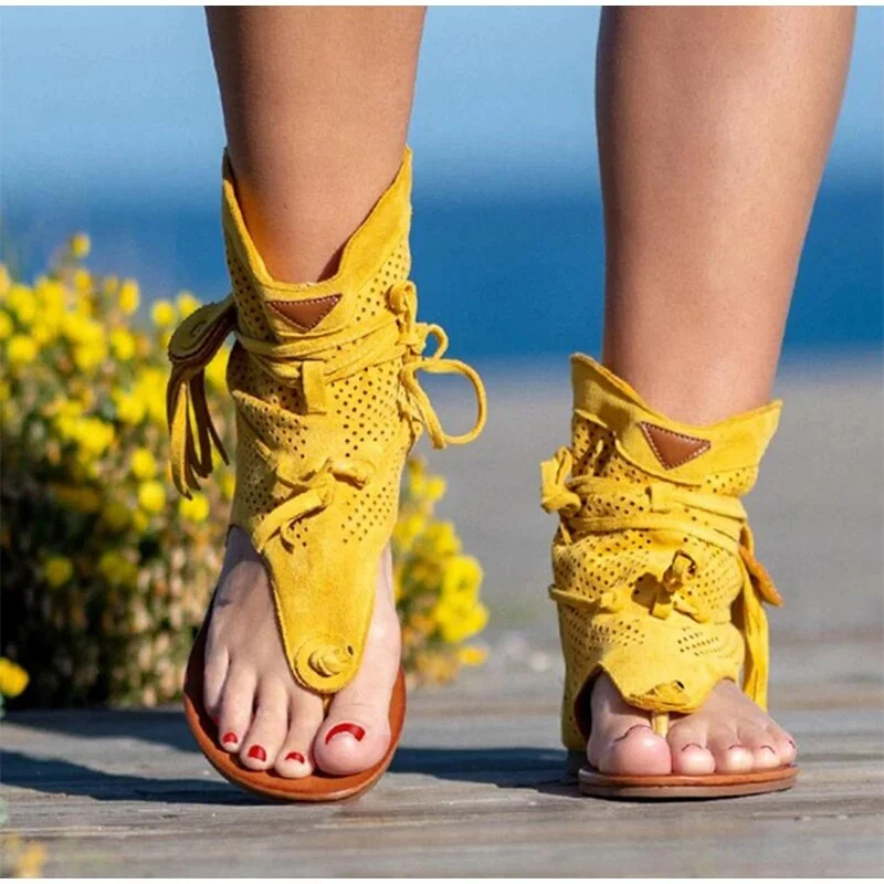 Retro Women's Sandals 2021 Gladiator Ladies Clip Toe Vintage Boots Casual Tassel Rome Fashion Summer Woman Shoes Female New