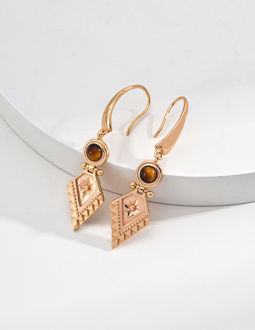 Vintage Gold Tiger Eye Earrings 