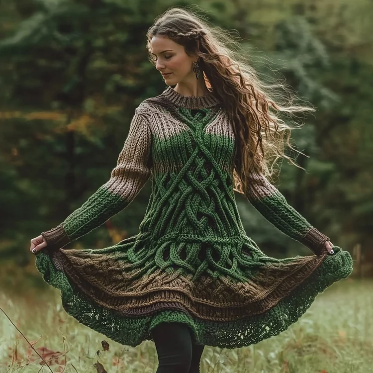 Women's Celtic Knotted Gradient Sweater Dress