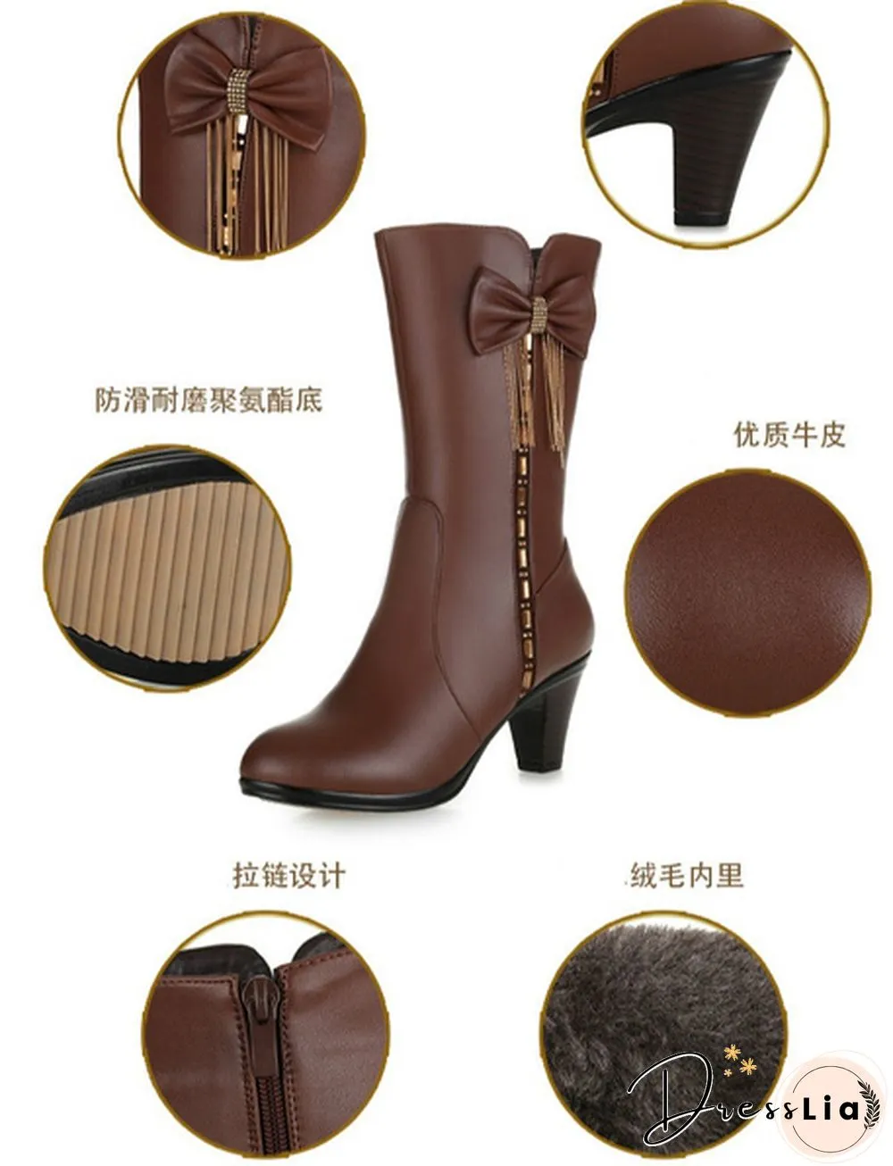 New winter boots, cotton boots, leather boots, leather boots, high-heeled wool boots