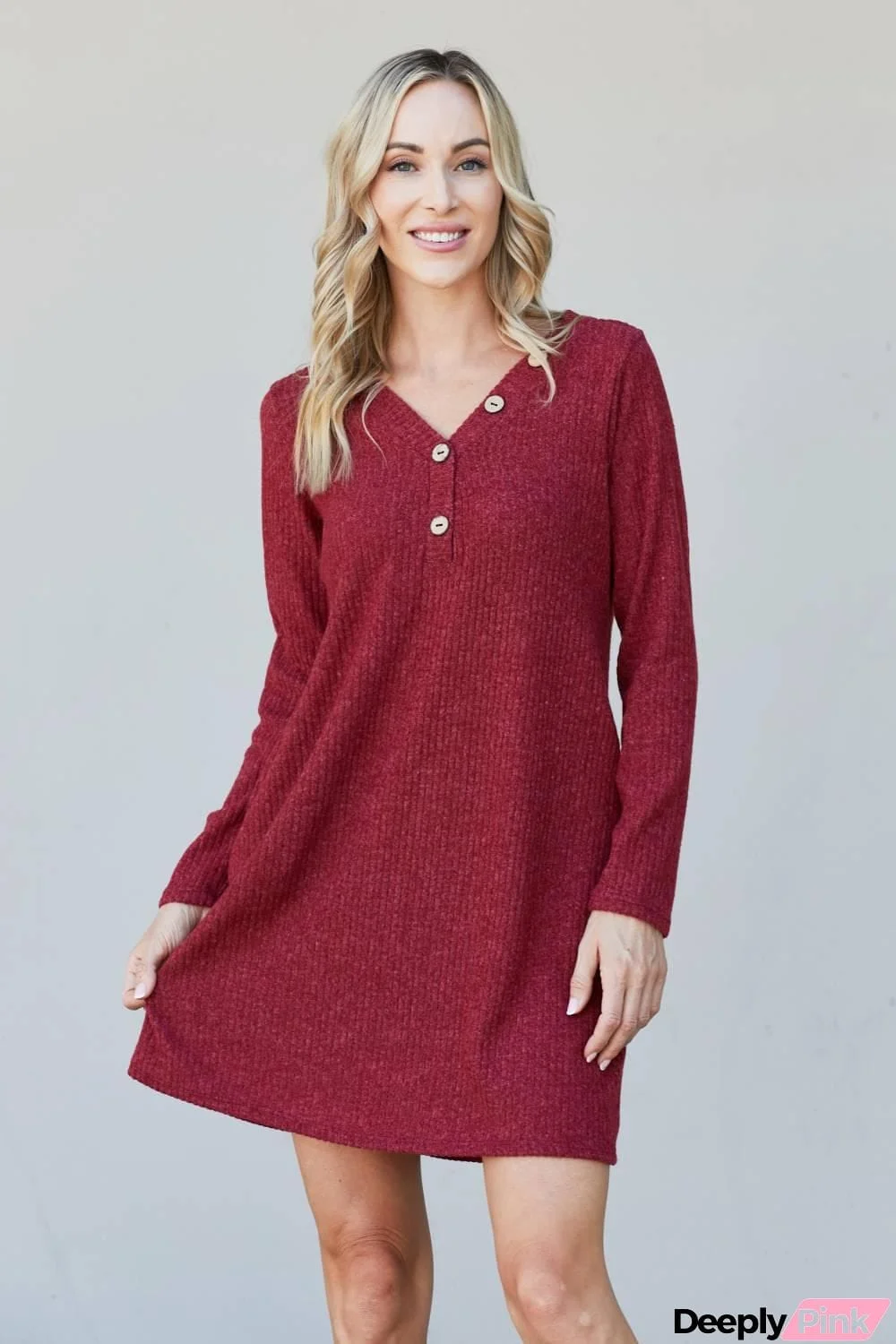 Heimish Chicago Skyline Full Size Ribbed Henley Dress