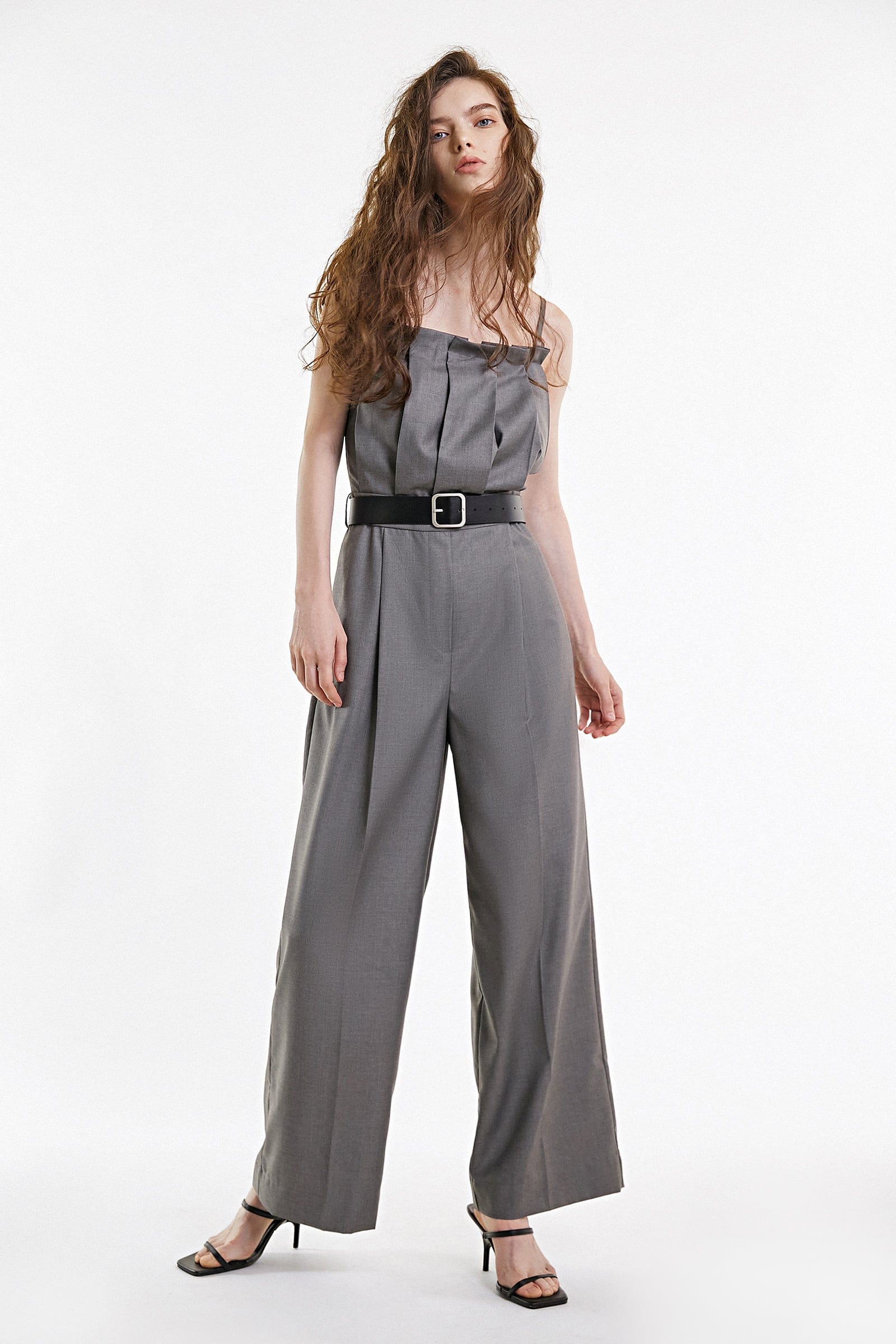 grey wide leg jumpsuit