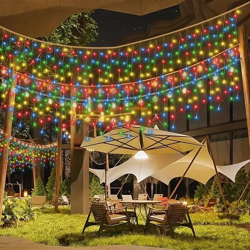 LED Icicle String Lights Xmas Holiday Curtain Lighting 3.5M 5M 216Leds For Xmas New Year Window Christmas Holiday Party Colorful Decoration AC220V 230V 240V EU Plug 2025 - $17.49 –P5
