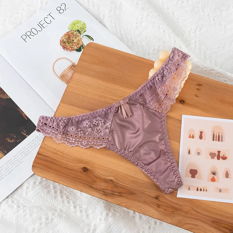 European Style Sexy Thongs Fashion Hollowed Out Comfort Panties Low Waist Seamless G-String T Pants Sexy Lace Panties Lingerie