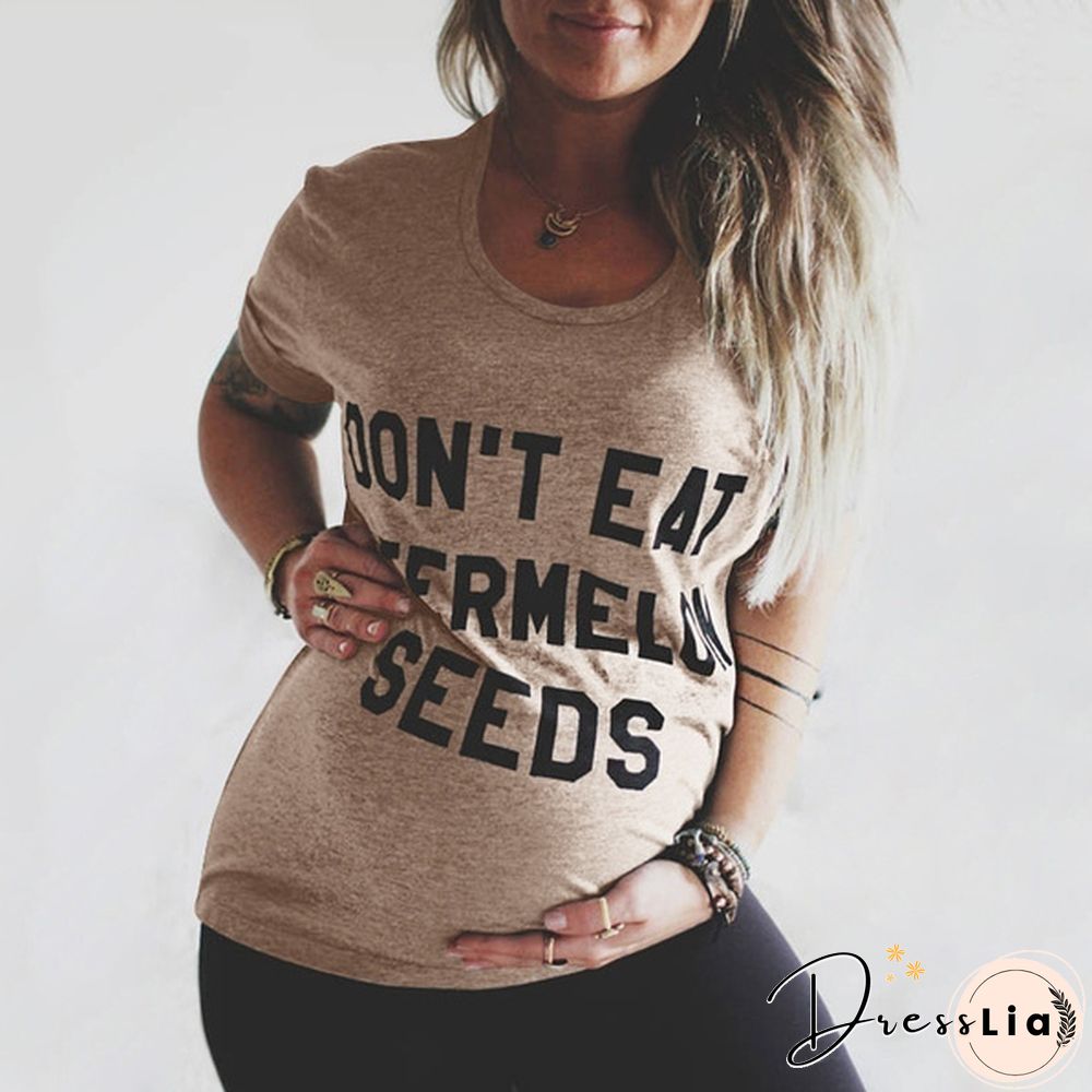 Women Summer Fashion Loose Pregnant T-Shirt Casual Funny Letter Print Top New Fashion Maternity T-shirt Blouse