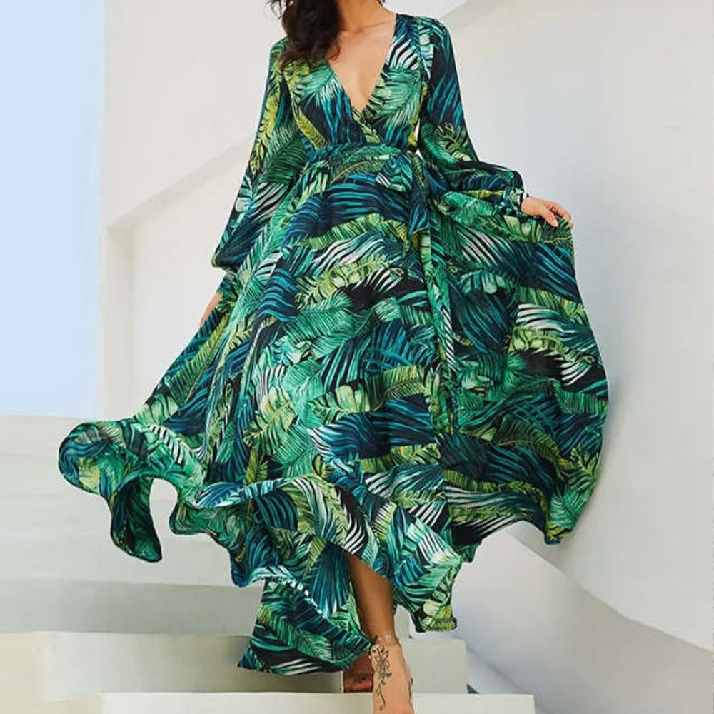 Glamorous Long Sleeve Print Maxi Dress