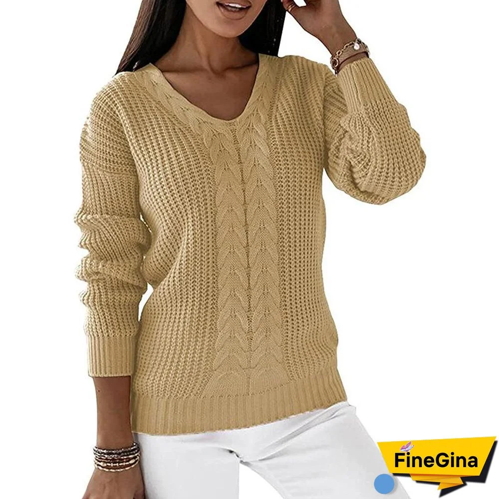 V-neck Sweater Ladies Fashion Knitted Top
