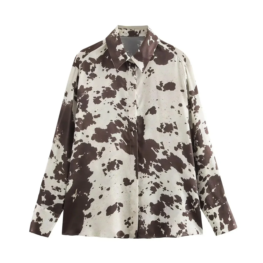 Nigikala Nigikala Women's INS Explosion Animal Printed Shirt + With Belt Silk Styt Dress Set