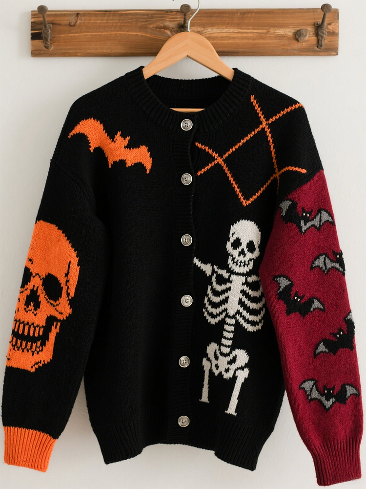Halloween Contrast Patch Comfort Knitted Sweater
