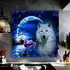 Loup de nuit - Compl&egrave;te Rond Peinture au Diamant  40*30cm