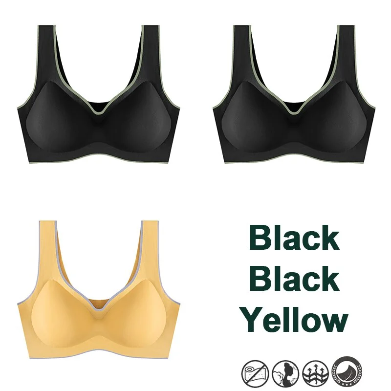 3PCS Latex Bra Women Brassiere Underwear Push Up Bras Seamless Bralette for Female Plus Size Bra Tank Crop Tops Gathers Padded