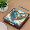 Wooden DIY Flower Parrot Diamond Painting Kit Note Box with 160 Papers Gifts