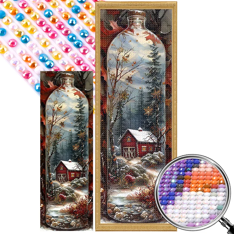 Cabin Glass Bottle - Full Round(Partial AB Drill) - Diamond Painting(35*95cm)