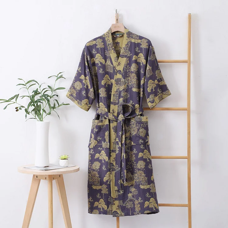Natural Landscape Print Lightweight Robe Radinnoo.com