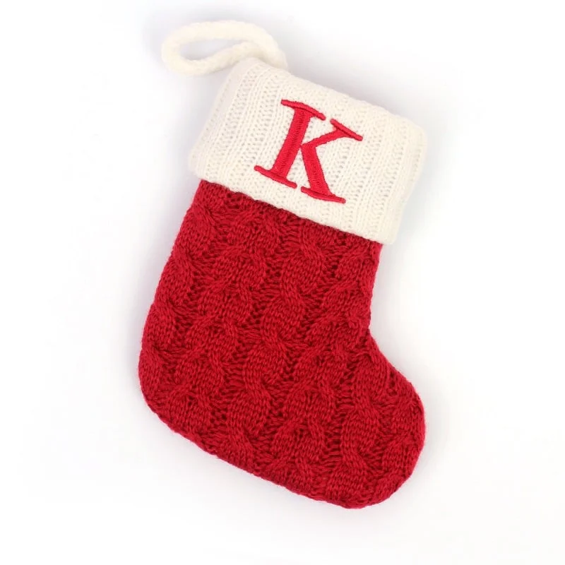 Christmas Red Socks Alphabet Knitting Christmas-Tree Pendant