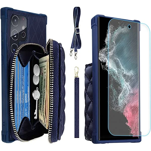 MONASAY Zipper Wallet Case for Galaxy S22 Ultra 5G