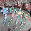 Handmade Five-Pointed Star Car Pendant with Wood Bead Crochet Bag Charm Keychain Making Supplies DIY Hand Woven Tassel Dream Catcher Ornament Cars Rearview Mirror Hanging Accessories