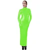 High Quality Sissy Hobble Dress Wetlook PU Leather Bodycon Maxi Dress with Gloves Man Male Sissy Pencil Dress Club Party Dress