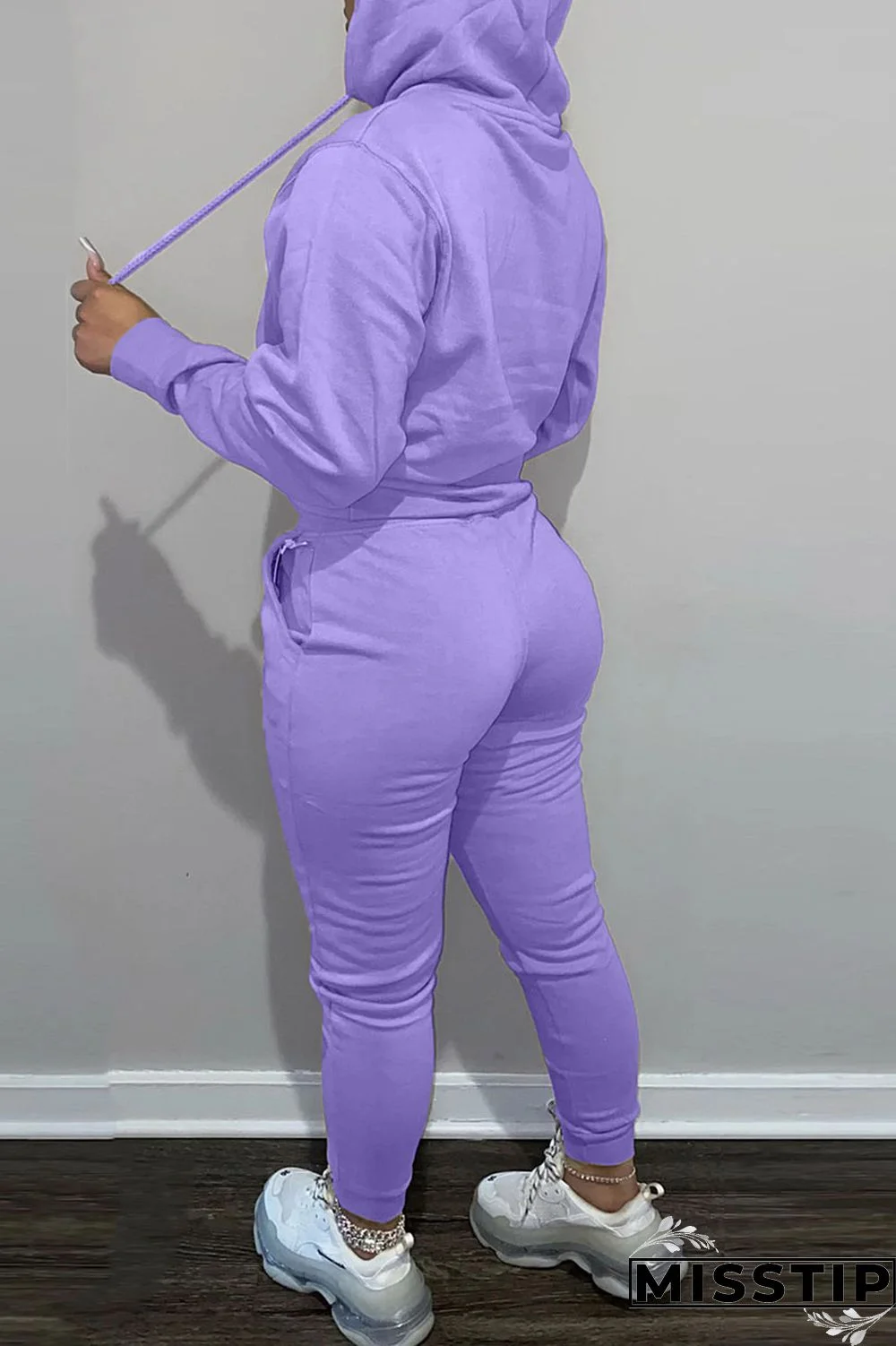 Blue Casual Solid Patchwork Hooded Collar Long Sleeve Two Pieces